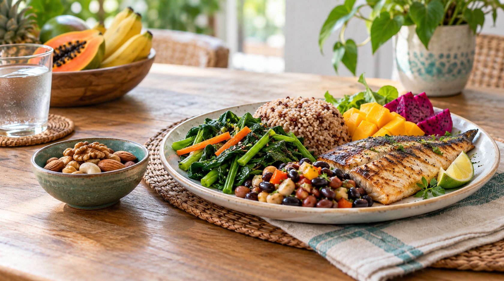 Balanced meal used to illustrate sustainable lifestyle support for people with persistent pain