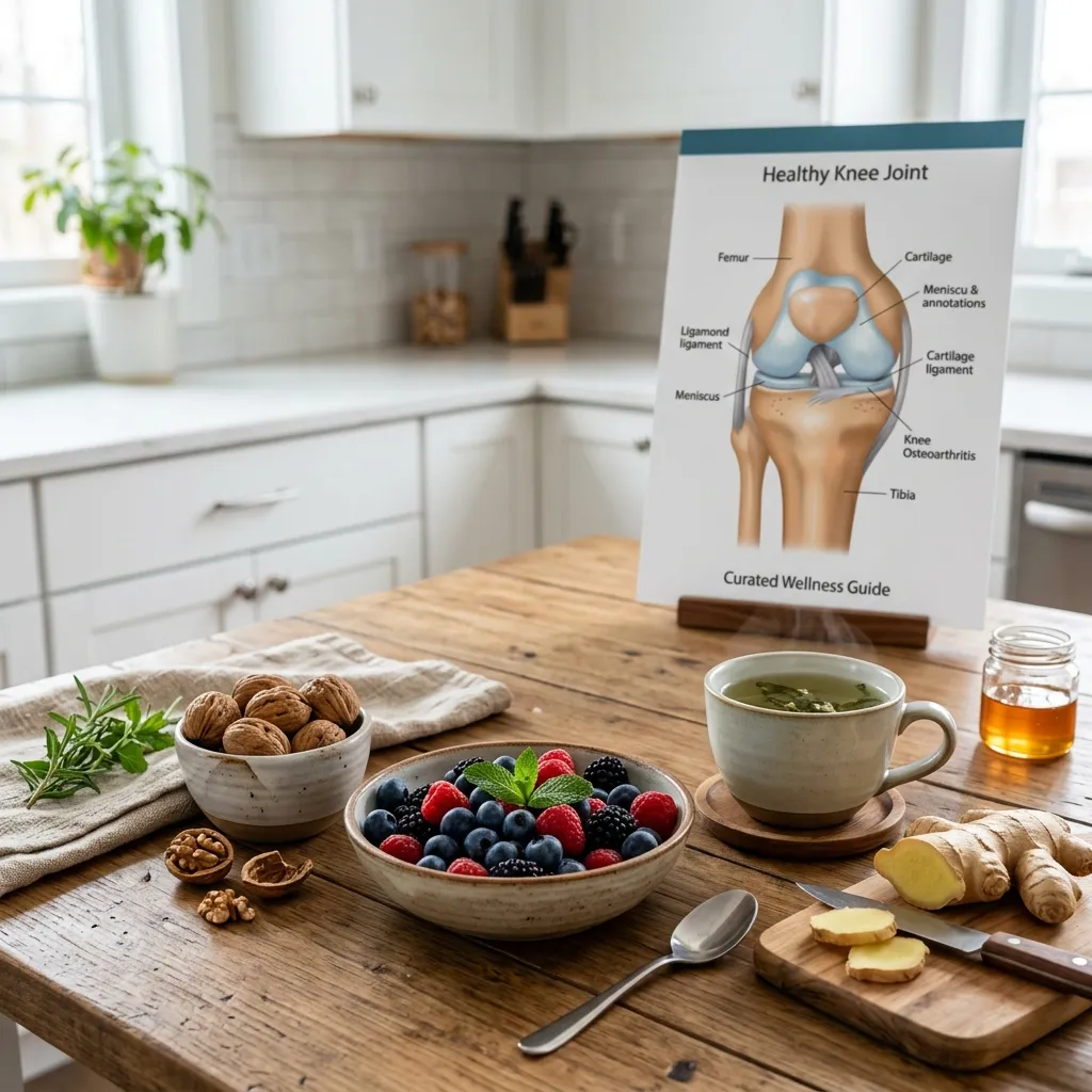 Balanced foods and vegetables arranged for a joint-health meal guide